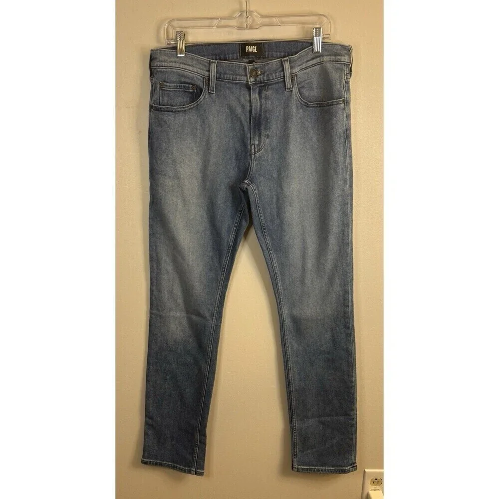 PAIGE Federal Jeans Mens 33x33 Medium Wash Slim Straight 5 Pocket Stretch Denim